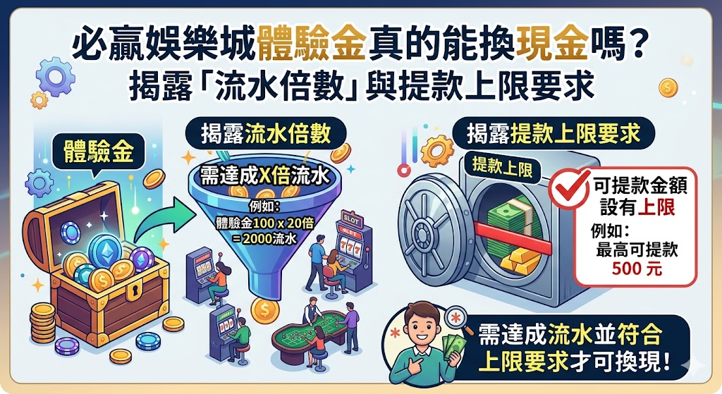 必贏娛樂城體驗金真的能換現金嗎？揭露「流水倍數」與提款上限要求